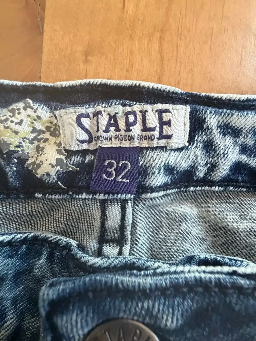 Staple Pigeon Brand World Renown Embroidered Distressed Jeans, Size 32